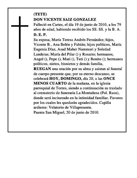 DON VICENTE SAIZ GONZALEZ