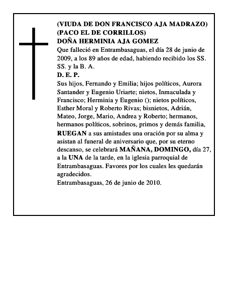 DOÑA HERMINIA AJA GOMEZ