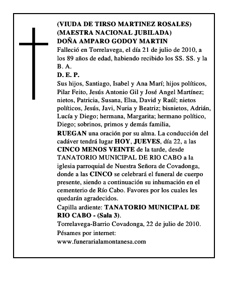 DOÑA AMPARO GODOY MARTIN
