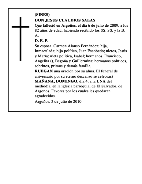 DON JESUS CLAUDIOS SALAS