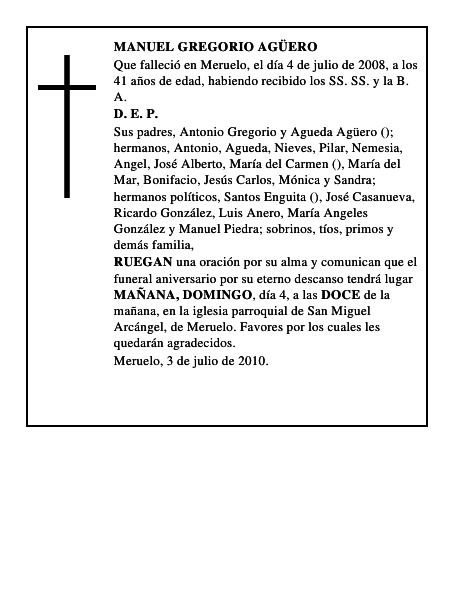 MANUEL GREGORIO AGÜERO