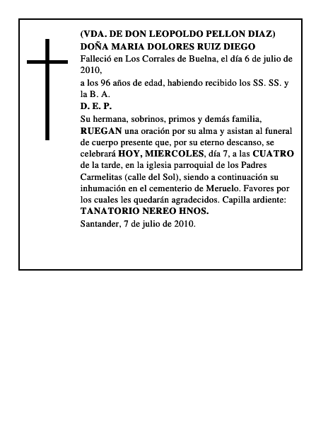 DOÑA MARIA DOLORES RUIZ DIEGO