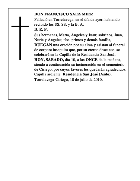 DON FRANCISCO SAEZ MIER