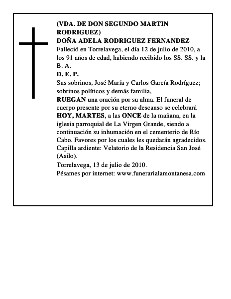 DOÑA ADELA RODRIGUEZ FERNANDEZ