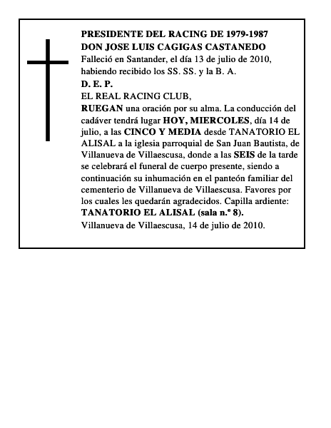 DON JOSE LUIS CAGIGAS CASTANEDO