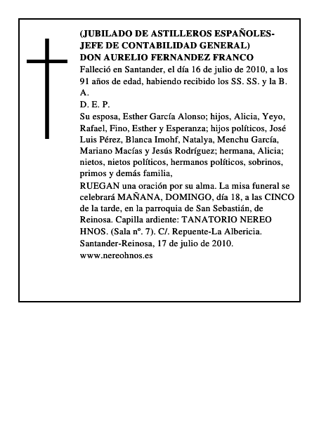 DON AURELIO FERNANDEZ FRANCO