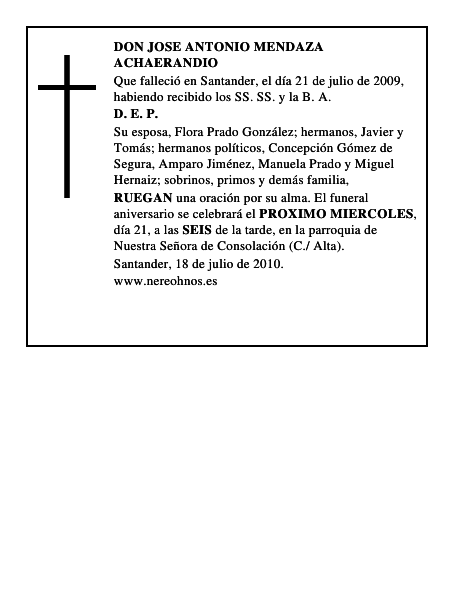 DON JOSE ANTONIO MENDAZA ACHAERANDIO