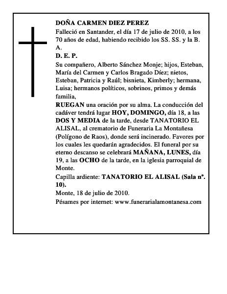 DOÑA CARMEN DIEZ PEREZ