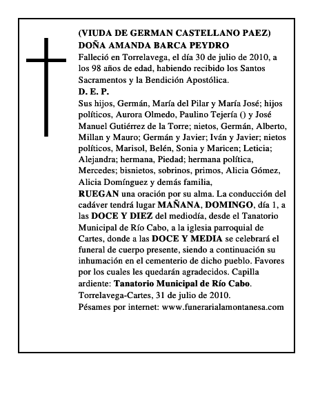 DOÑA AMANDA BARCA PEYDRO