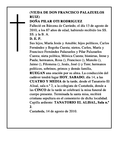 DOÑA PILAR OTI RODRIGUEZ