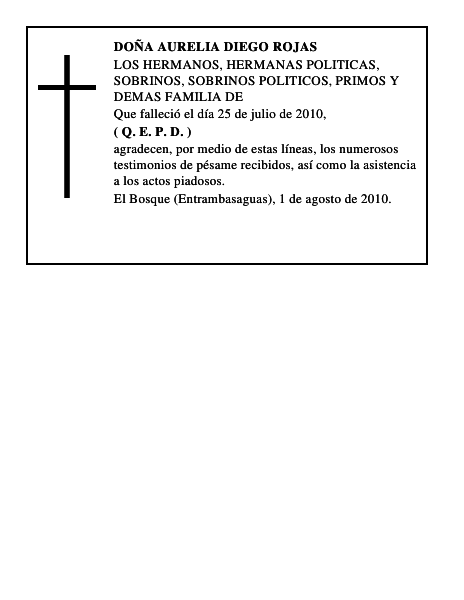 DOÑA AURELIA DIEGO ROJAS
