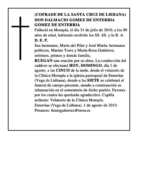 DON DALMACIO GOMEZ DE ENTERRIA GOMEZ DE ENTERRIA