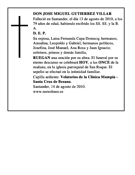 DON JOSE MIGUEL GUTIERREZ VILLAR