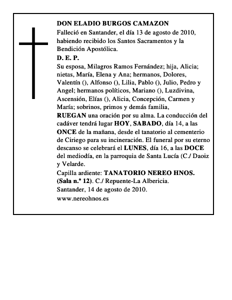 DON ELADIO BURGOS CAMAZON