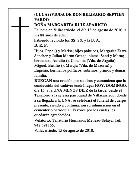 DOÑA MARGARITA RUIZ APARICIO