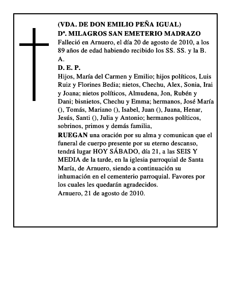Dª. MILAGROS SAN EMETERIO MADRAZO