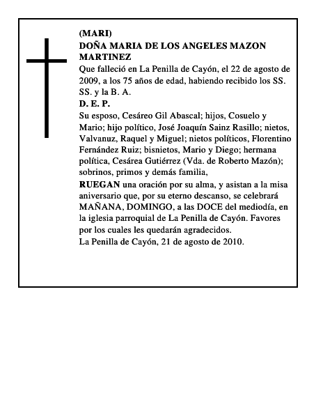 DOÑA MARIA DE LOS ANGELES MAZON MARTINEZ