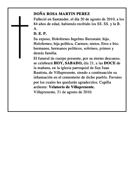DOÑA ROSA MARTIN PEREZ