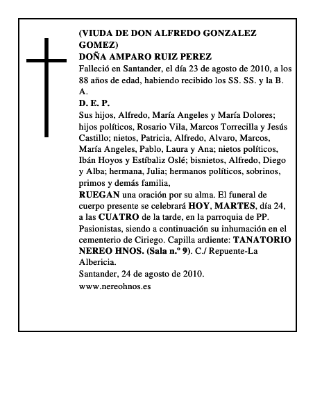 DOÑA AMPARO RUIZ PEREZ