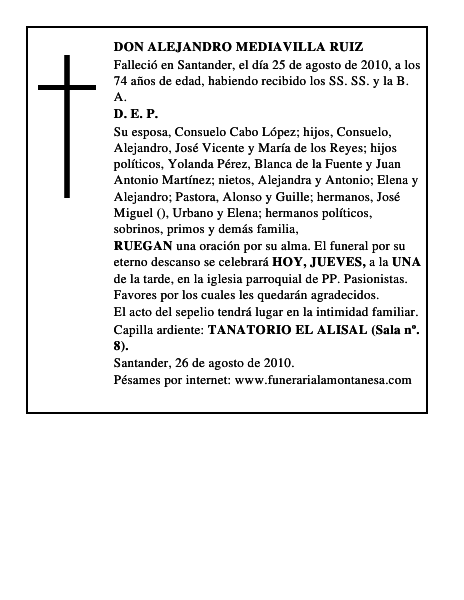 DON ALEJANDRO MEDIAVILLA RUIZ
