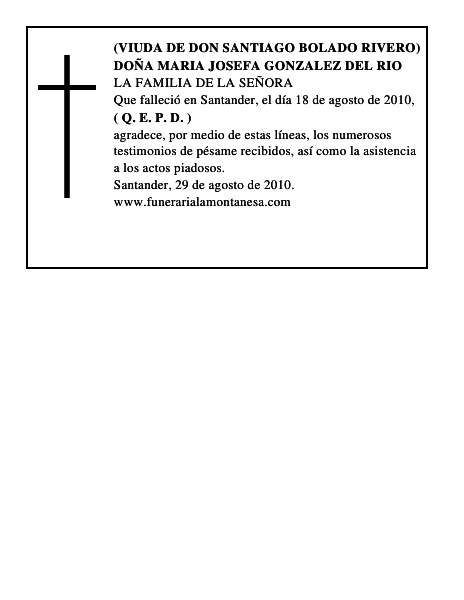 DOÑA MARIA JOSEFA GONZALEZ DEL RIO