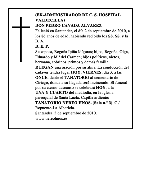 DON PEDRO CAVADA ALVAREZ
