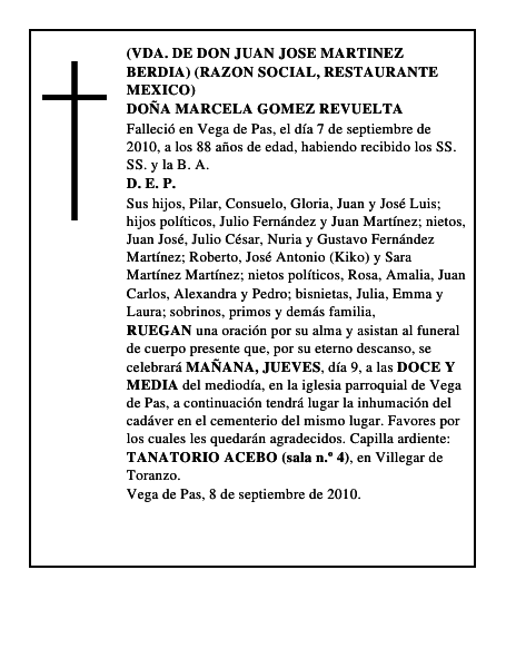 DOÑA MARCELA GOMEZ REVUELTA
