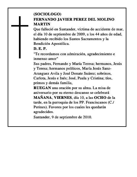 FERNANDO JAVIER PEREZ DEL MOLINO MARTIN