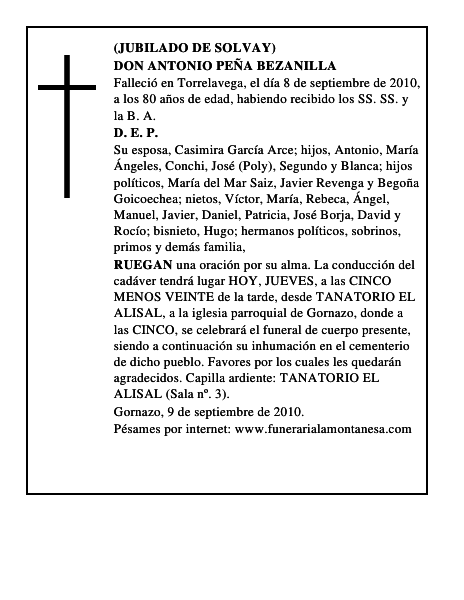 DON ANTONIO PEÑA BEZANILLA
