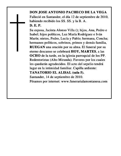 DON JOSE ANTONIO PACHECO DE LA VEGA