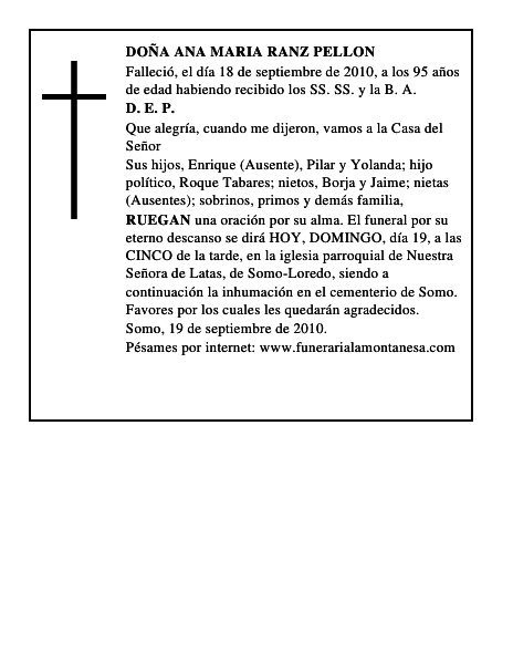 DOÑA ANA MARIA RANZ PELLON
