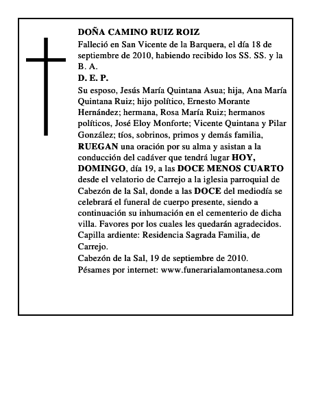 DOÑA CAMINO RUIZ ROIZ