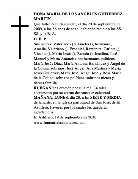 DOÑA MARIA DE LOS ANGELES GUTIERREZ MARTIN
