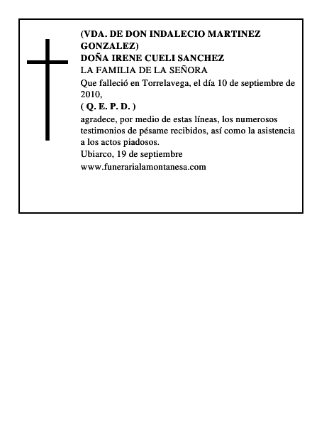 DOÑA IRENE CUELI SANCHEZ