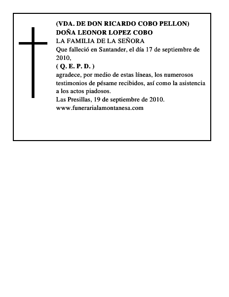 DOÑA LEONOR LOPEZ COBO