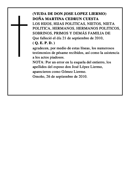 DOÑA MARTINA CEDRUN CUESTA