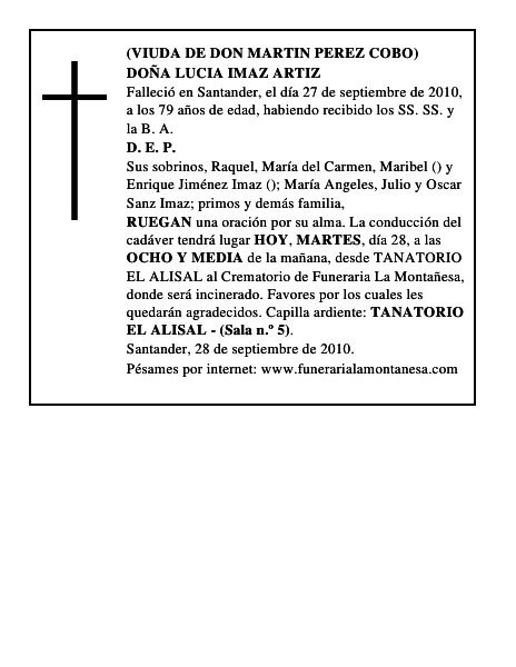 DOÑA LUCIA IMAZ ARTIZ