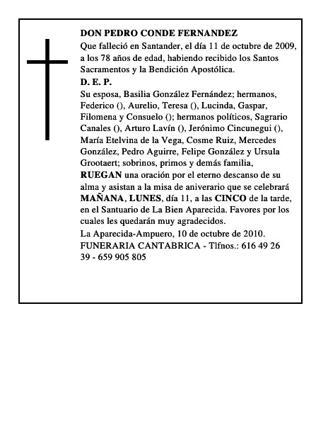 DON PEDRO CONDE FERNANDEZ
