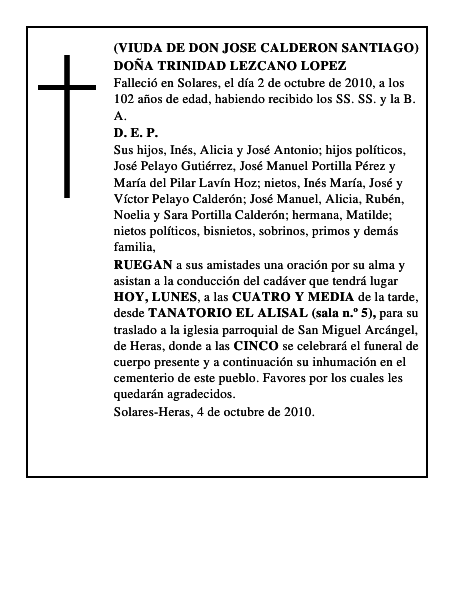 DOÑA TRINIDAD LEZCANO LOPEZ
