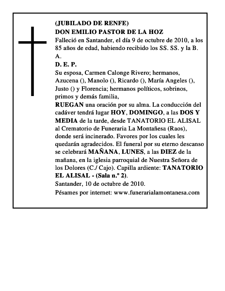 DON EMILIO PASTOR DE LA HOZ