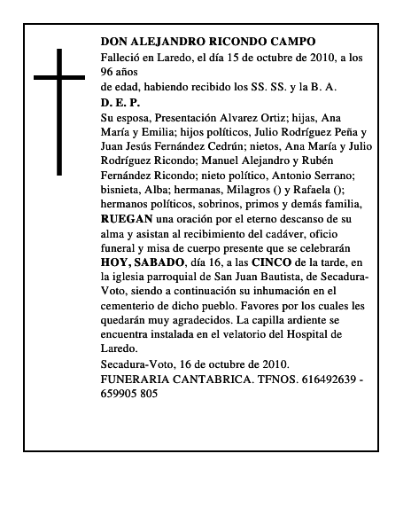 DON ALEJANDRO RICONDO CAMPO