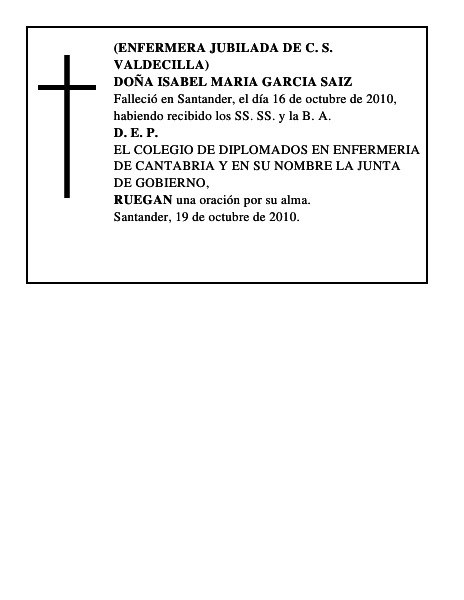 DOÑA ISABEL MARIA GARCIA SAIZ