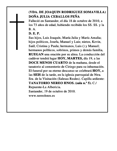 DOÑA JULIA CEBALLOS PEÑA