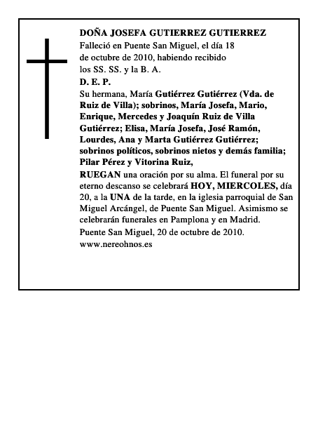 DOÑA JOSEFA GUTIERREZ GUTIERREZ