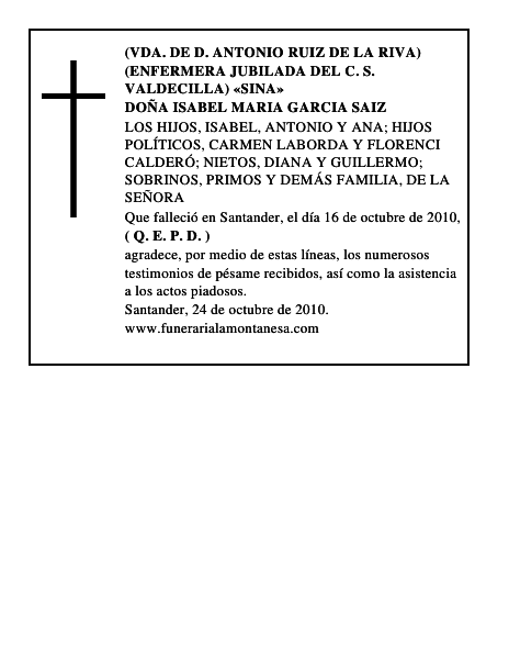 DOÑA ISABEL MARIA GARCIA SAIZ