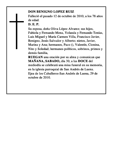DON BENIGNO LOPEZ RUIZ