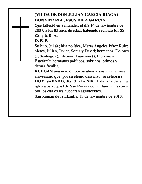 DOÑA MARIA JESUS DIEZ GARCIA