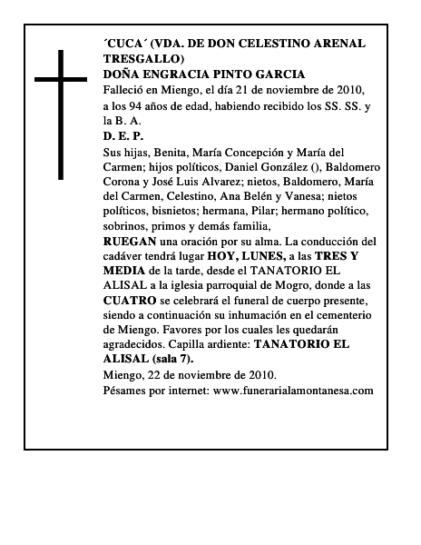 DOÑA ENGRACIA PINTO GARCIA