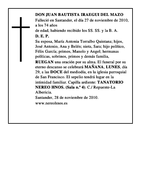 DON JUAN BAUTISTA IRAEGUI DEL MAZO