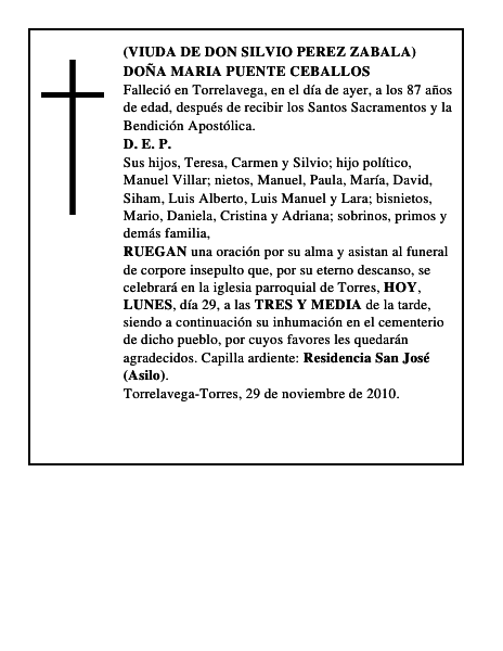 DOÑA MARIA PUENTE CEBALLOS